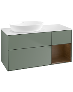 Villeroy und Boch Finion Villeroy und Boch Finion FA51GNGM 120cm, cover plate white matt, shelves Walnut Veneer , Olive Matt Lacquer