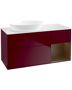 Villeroy und Boch Finion Villeroy und Boch FA51GNHB 120cm, plaque de recouvrement blanc mat, étagères Walnut Veneer , Peony Matt