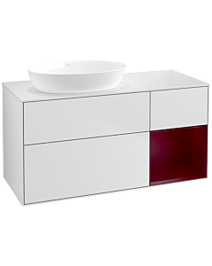 Villeroy und Boch Finion Waschtischunterschrank FA51HBMT 120cm, Abdeckplatte white matt, Regale Peony matt lacquer, White matt lacquer