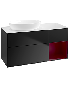 Villeroy und Boch Finion Villeroy und Boch Finion FA51HBPD 120cm, cover plate white matt, shelves Peony matt lacquer, black matt lacquer