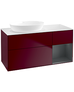 Villeroy und Boch Finion Waschtischunterschrank FA51HGHB 120cm, Abdeckplatte white matt, Regale Midnight matt lacquer, Peony Matt