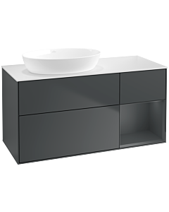 Villeroy und Boch Finion Waschtischunterschrank FA51HGHG 120cm, Abdeckplatte white matt, Regale Midnight matt lacquer, Midnight Blue Matt Lacquer