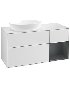 Villeroy und Boch Finion Waschtischunterschrank FA51HGMT 120cm, Abdeckplatte white matt, Regale Midnight matt lacquer, White matt lacquer