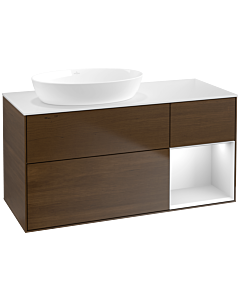Villeroy und Boch Finion Villeroy und Boch Finion FA51MTGN 120cm, cover plate white matt, shelves white matt lacquer, walnut veneer