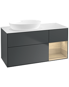 Villeroy und Boch Finion Waschtischunterschrank FA51PCHG 120cm, Abdeckplatte white matt, Regale Oak Veneer, Midnight Blue Matt Lacquer