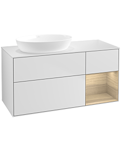 Villeroy und Boch Finion Villeroy und Boch FA51PCMT 120cm, plaque de recouvrement blanc mat, étagères Oak Veneer , laqué blanc mat