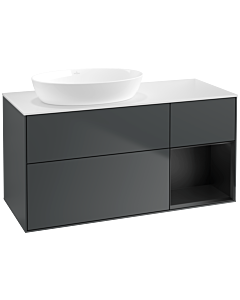 Villeroy und Boch Finion Waschtischunterschrank FA51PDHG 120cm, Abdeckplatte white matt, Regale Black matt lacquer, Midnight Blue Matt Lacquer