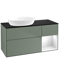 Villeroy und Boch Finion Villeroy und Boch Finion FA52GFGM 120cm, cover plate black matt, shelves Glossy white lacquer, Olive Matt Lacquer