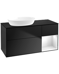 Villeroy und Boch Finion Villeroy und Boch Finion FA52GFPD 120cm, cover plate black matt, shelves Glossy white lacquer, black matt lacquer