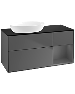Villeroy und Boch Finion Waschtischunterschrank FA52GKGK 120cm, Abdeckplatte black matt, Regale Anthracite matt lacquer, Anthracite matt