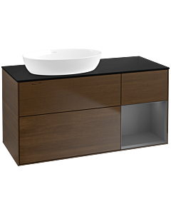 Villeroy und Boch Finion Villeroy und Boch Finion FA52GKGN 120cm, cover plate black matt, shelves anthracite matt lacquer, walnut veneer