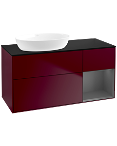 Villeroy und Boch Finion Waschtischunterschrank FA52GKHB 120cm, Abdeckplatte black matt, Regale Anthracite matt lacquer, Peony Matt