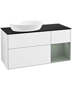 Villeroy und Boch Finion Villeroy und Boch Finion FA52GMGF 120cm, cover plate black matt, shelves olive matt lacquer, glossy white lacquer