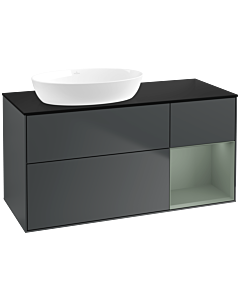 Villeroy und Boch Finion Waschtischunterschrank FA52GMHG 120cm, Abdeckplatte black matt, Regale Olive matt lacquer, Midnight Blue Matt Lacquer