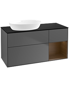 Villeroy und Boch Finion Villeroy und Boch FA52GNGK 120cm, plaque de recouvrement noir mat, étagères Walnut Veneer , anthracite mat