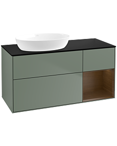 Villeroy und Boch Finion Villeroy und Boch Finion FA52GNGM 120cm, cover plate black matt, shelves Walnut Veneer , Olive Matt Lacquer