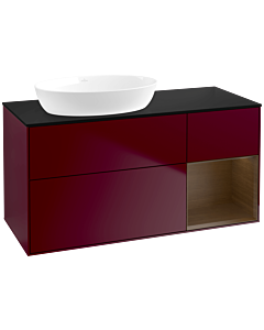 Villeroy und Boch Finion Villeroy und Boch FA52GNHB 120cm, plaque de recouvrement noir mat, étagères Walnut Veneer , Peony Matt