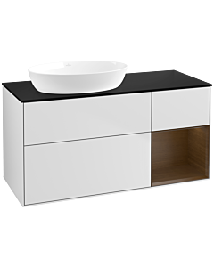 Villeroy und Boch Finion Villeroy und Boch Finion FA52GNMT 120cm, cover plate black matt, shelves Walnut Veneer , white matt lacquer