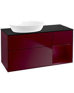 Villeroy und Boch Finion Villeroy und Boch FA52HBHB 120cm, plaque de recouvrement noire mate, étagères en laque matte Peony , Peony Matt