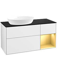Villeroy und Boch Finion Villeroy und Boch Finion FA52HFGF 120cm, cover plate black matt, shelves gold matt lacquer, glossy white lacquer