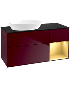Villeroy und Boch Finion Waschtischunterschrank FA52HFHB 120cm, Abdeckplatte black matt, Regale Gold matt lacquer, Peony Matt