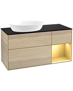 Villeroy und Boch Finion Villeroy und Boch Finion FA52HFPC 120cm, cover plate black matt, shelves gold matt lacquer, Oak Veneer