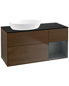 Villeroy und Boch Finion Villeroy und Boch Finion FA52HGGN 120cm, cover plate black matt, shelves midnight matt lacquer, walnut veneer