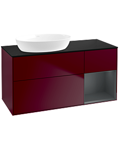 Villeroy und Boch Finion Villeroy und Boch FA52HGHB 120cm, plaque de recouvrement noir mat, étagères laqué mat Midnight, Peony Matt