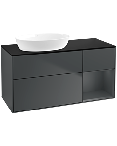 Villeroy und Boch Finion Villeroy und Boch FA52HGHG 120cm, plaque de recouvrement noir mat, étagères laqué mat Midnight, Midnight Blue Matt Lacquer