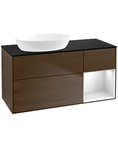 Villeroy und Boch Finion Villeroy und Boch Finion FA52MTGN 120cm, cover plate black matt, shelves white matt lacquer, walnut veneer