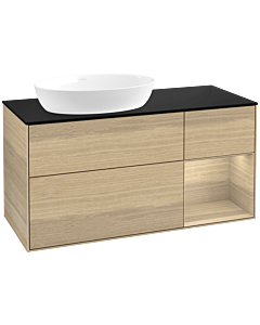 Villeroy und Boch Finion Villeroy und Boch FA52PCPC 120cm, plaque de recouvrement noir mat, étagères Oak Veneer , Oak Veneer