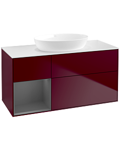 Villeroy und Boch Finion Waschtischunterschrank FA61GKHB 120cm, Abdeckplatte white matt, Regale Anthracite matt lacquer, Peony Matt