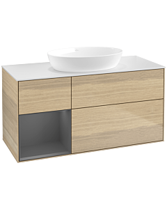 Villeroy und Boch Finion Villeroy und Boch Finion FA61GKPC 120cm, cover plate white matt, shelves anthracite matt lacquer, Oak Veneer