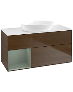 Villeroy und Boch Finion Villeroy und Boch Finion FA61GMGN 120cm, cover plate white matt, shelves olive matt lacquer, walnut veneer