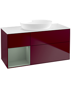 Villeroy und Boch Finion Waschtischunterschrank FA61GMHB 120cm, Abdeckplatte white matt, Regale Olive matt lacquer, Peony Matt