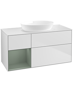 Villeroy und Boch Finion Villeroy und Boch Finion FA61GMMT 120cm, cover plate white matt, shelves olive matt lacquer, white matt lacquer