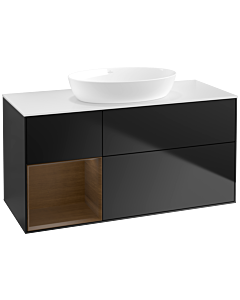 Villeroy und Boch Finion Villeroy und Boch Finion FA61GNPD 120cm, cover plate white matt, shelves Walnut Veneer , black matt lacquer