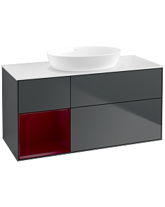 Villeroy und Boch Finion Waschtischunterschrank FA61HBHG 120cm, Abdeckplatte white matt, Regale Peony matt lacquer, Midnight Blue Matt Lacquer