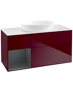Villeroy und Boch Finion Waschtischunterschrank FA61HGHB 120cm, Abdeckplatte white matt, Regale Midnight matt lacquer, Peony Matt
