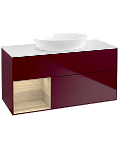 Villeroy und Boch Finion Waschtischunterschrank FA61PCHB 120cm, Abdeckplatte white matt, Regale Oak Veneer, Peony Matt