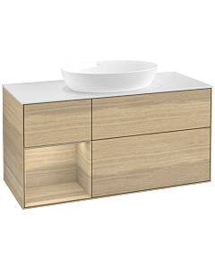 Villeroy und Boch Finion Waschtischunterschrank FA61PCPC 120cm, Abdeckplatte white matt, Regale Oak Veneer, Oak Veneer