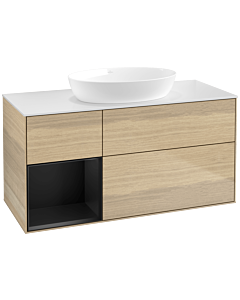 Villeroy und Boch Finion Villeroy und Boch Finion FA61PDPC 120cm, cover plate white matt, shelves black matt lacquer, Oak Veneer