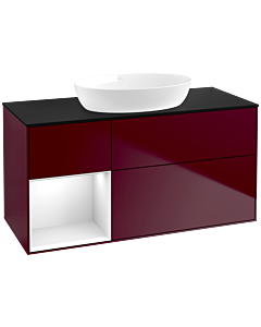Villeroy und Boch Finion Villeroy und Boch Finion FA62GFHB 120cm, cover plate black matt, shelves Glossy white lacquer, Peony Matt