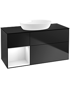 Villeroy und Boch Finion Villeroy und Boch Finion FA62GFPD 120cm, cover plate black matt, shelves Glossy white lacquer, black matt lacquer