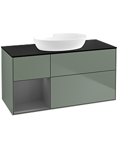 Villeroy und Boch Finion Villeroy und Boch Finion FA62GKGM 120cm, cover plate black matt, shelves anthracite matt lacquer, Olive Matt Lacquer