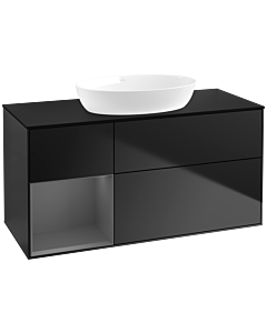 Villeroy und Boch Finion Waschtischunterschrank FA62GKPD 120cm, Abdeckplatte black matt, Regale Anthracite matt lacquer, Black matt lacquer