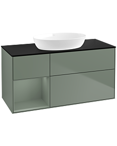 Villeroy und Boch Finion Villeroy und Boch Finion FA62GMGM 120cm, cover plate black matt, shelves olive matt lacquer, Olive Matt Lacquer