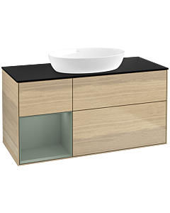 Villeroy und Boch Finion Villeroy und Boch Finion FA62GMPC 120cm, cover plate black matt, shelves olive matt lacquer, Oak Veneer