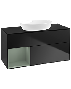 Villeroy und Boch Finion Villeroy und Boch Finion FA62GMPD 120cm, cover plate black matt, shelves olive matt lacquer, black matt lacquer