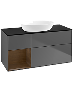 Villeroy und Boch Finion Villeroy und Boch Finion FA62GNGK 120cm, cover plate black matt, shelves Walnut Veneer , anthracite matt